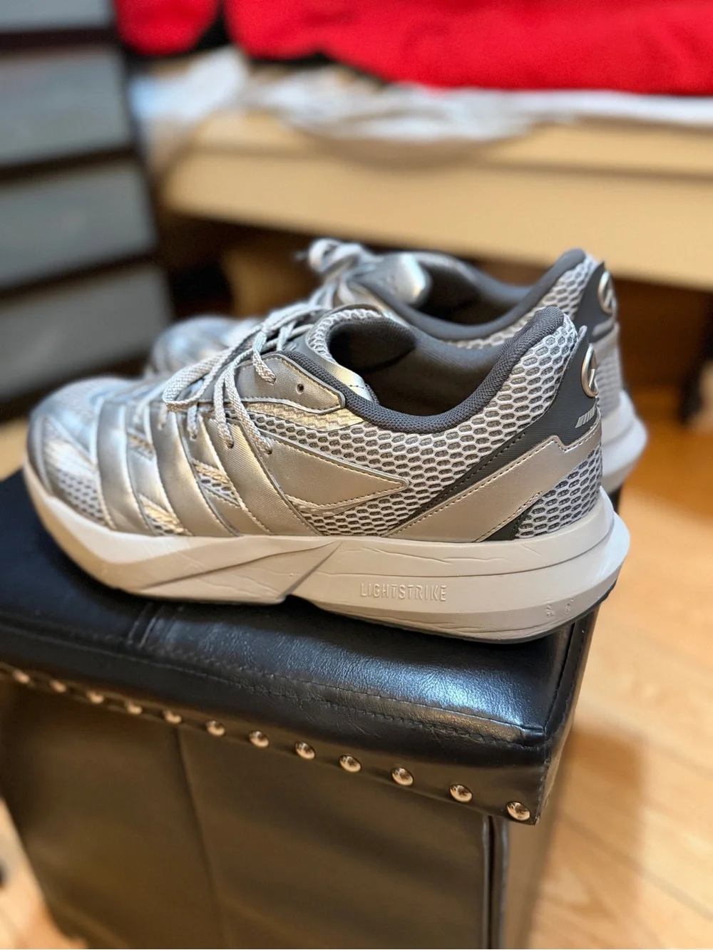 adidas Lightblaze Men’s Silver Athletic Running Shoes
